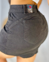 Saia Curta Jeans Coladinha Preta Básica Atacado na Rua 44 Goiânia
