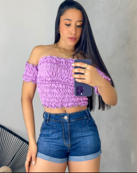 Short Curto Jeans Coladinho Lavagem Escura