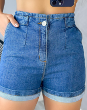 Short Meia Coxa Jeans Feminino Cintura Alta Atacado na Rua 44 Goiânia