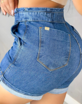 Short Meia Coxa Jeans Feminino Cintura Alta Atacado na Rua 44 Goiânia