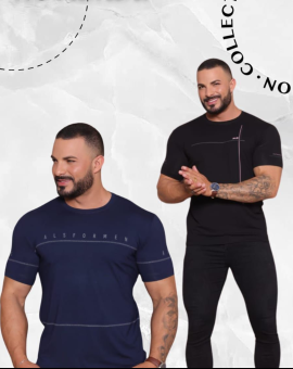 T-Shirt Masculina com Estampa Minimalista 100% Algodão