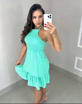 Vestido Curto no Laise com Alcinha e Lastex
