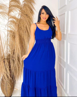 Vestido Longo de Alcinha com Lastex na Cintura