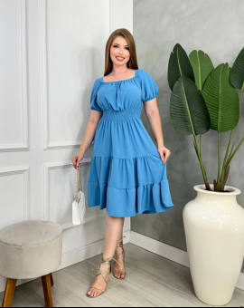 Vestido Midi com Lastex Moda Evangélica