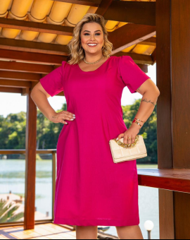 Vestido Plus Size Curto em Alfaiataria Moda Evangélica