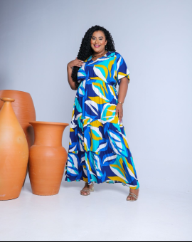 Vestido Plus Size Estampado Longo Moda Evangélica