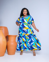 Vestido Plus Size Estampado Longo Moda Evangélica Atacado na Rua 44 Goiânia