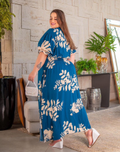 Vestido Plus Size Longo Evangélico com Estampa Verão Atacado na Rua 44 Goiânia