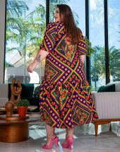 Vestido Plus Size Midi Estampado Elegante Atacado na Rua 44 Goiânia