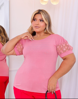 Blusa Plus Size Manga Princesa para Senhora