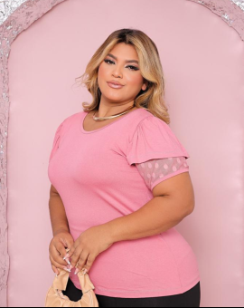Blusa Plus Size Soltinha em Viscolycra Rosa