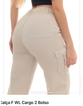 Calça Wide Leg Cargo Feminina 2 Bolsos Atacado na Rua 44 Goiânia