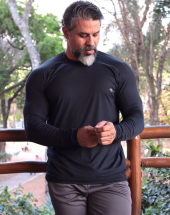 Camisa de Proteção UV Preta Manga Longa Masculina Atacado na Rua 44 Goiânia