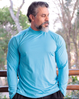 Camisa Masculina com Proteção UV Gola Alta