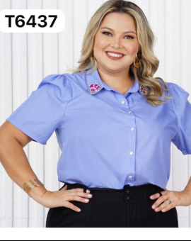 Camisa Plus Size Social Manga Curta
