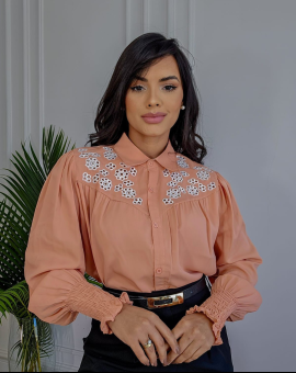 Camisa Social Feminina com Punho de Lastex