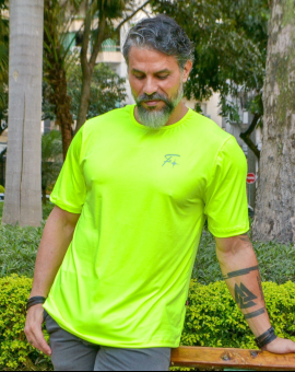 Camiseta com Proteção Uv Masculina Verde Neon