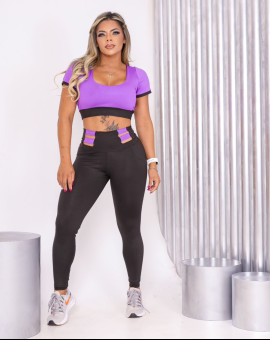 Conjunto de Malhar Legging e Cropped Duas Cores