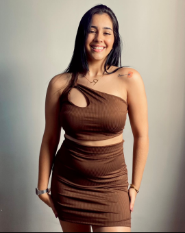 Conjunto Feminino Cropped Nula Manga e Saia