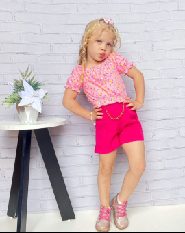Conjunto Infantil Rosa Short e Blusa