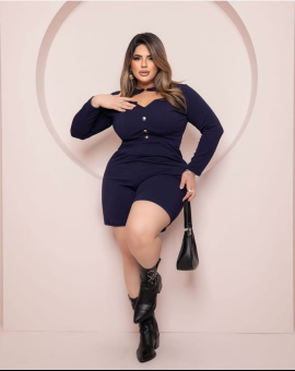 Conjunto Plus Size Mangas Longas Preto
