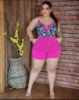 Conjunto Plus Size Short Cintura Alta e Blusinha