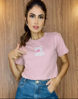 Cropped Tipo T-Shirt com Estampa Algodão 100%