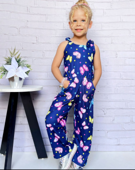 Macacão Infantil Menina Estampado de Borboleta