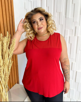 Regata Feminina Plus Size Básica Soltinha Vermelha
