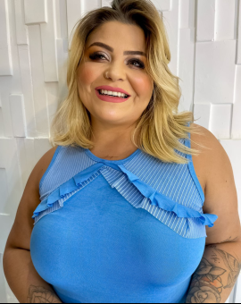 Regata Plus Size Feminina com Babado na Frente