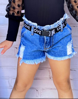 Short Jeans Curto Infantil Menina Sky Clean