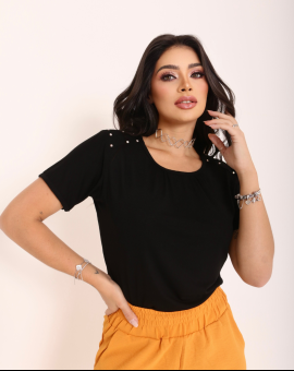 T-Shirt Feminina Básica Preta para Revenda