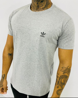 T-Shirt Masculina Adidas Algodão 100% Cinza