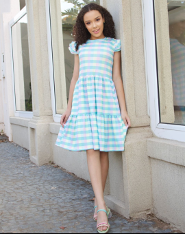 Vestido Juvenil Listrado com Babado
