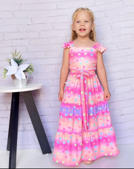 Vestido Longo Infantil com Laço de Alcinhas