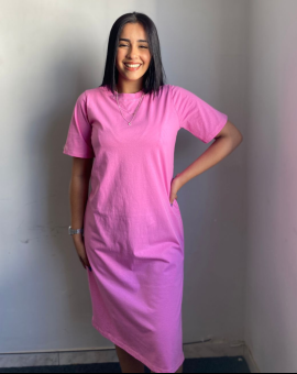 Vestido Midi Camisão Básico de Algodão 100%