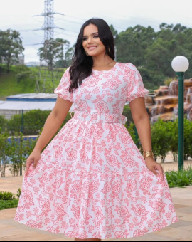 Vestido Midi Estampado Moda Evangélica