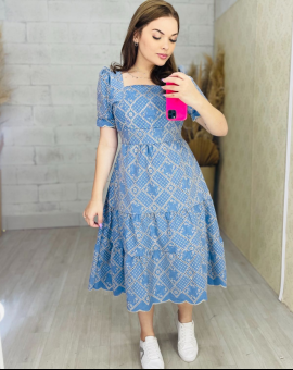 Vestido Midi Feminino Estampado Moda Evangélica