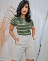 Bermuda Feminina de Linho com Bolsos Atacado na Rua 44 Goiânia