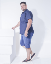 Bermuda Jeans Plus Size Masculina Costura Reforçada Atacado na Rua 44 Goiânia
