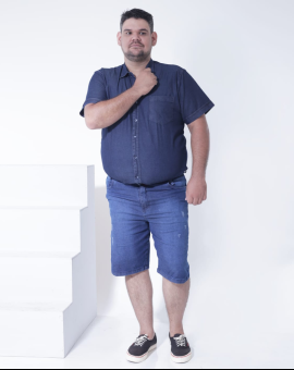 Bermuda Jeans Plus Size Masculina Costura Reforçada