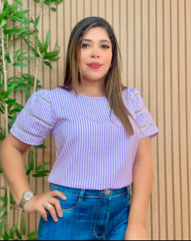 Blusa Listrada Manga Princesa Gola Canoa