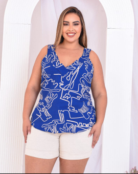 Blusa Plus Size Estampada de Alcinhas