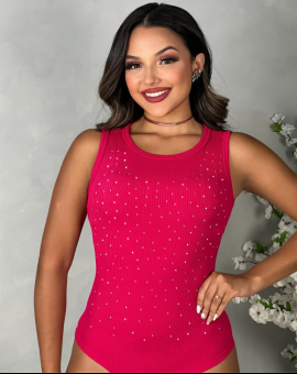 Body Colan Vermelho com Strass