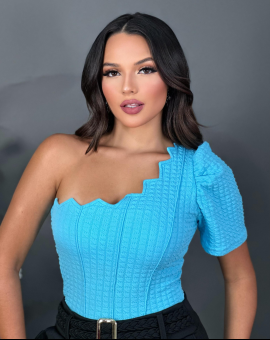 Cropped Nula Manga Tecido Bubble Manga Princesa