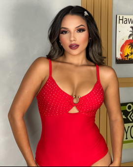 Body Vermelho com Strass de Alcinha