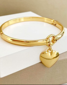 Bracelete Argola e Coração Folheado a Ouro
