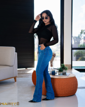 Calça Flare Jeans Feminina Cintura Alta no Atacado em Goiânia.