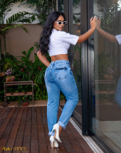Calça Jeans Mom Feminina Sky Clean Atacado na Rua 44 Goiânia