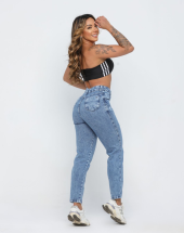 Calça Mon Feminina Lavagem Clara Cintura Alta Atacado na Rua 44 Goiânia